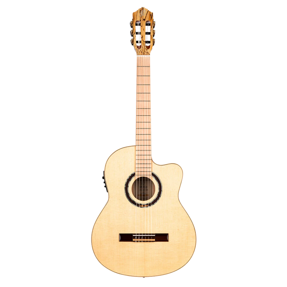 Ortega Signature Series Full Size Guitar Solid Spruce/ Spalted Maple Natural - TZSM-3