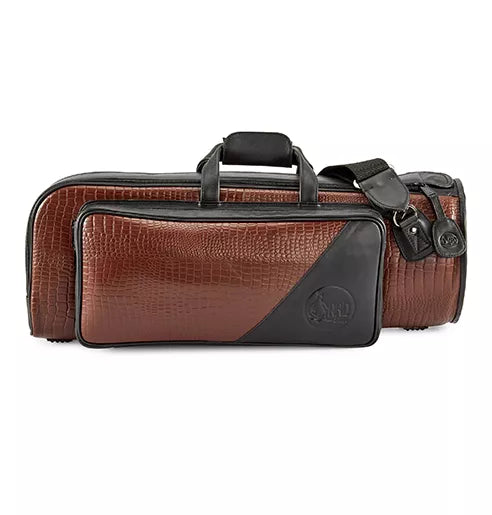 GARD 1-ELK-NB SINGLE TRUMPET GIG BAG, BLACK CROCO LEATHER WITH NAVY BLUE TRIM