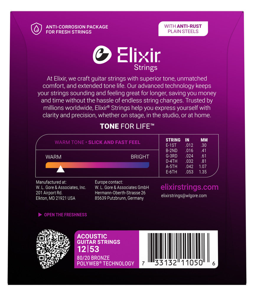 Elixir Strings Nanoweb Phosphor Bronze Acoustic Guitar Strings