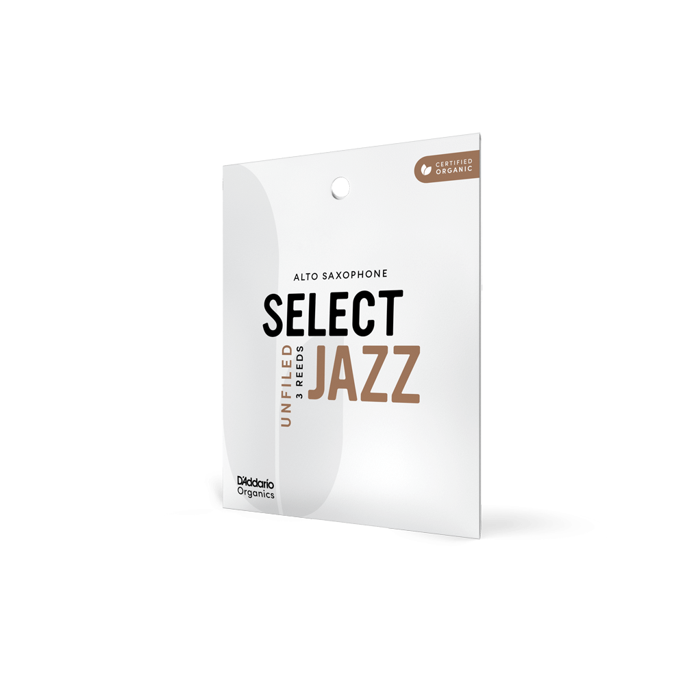 Organic Select Jazz Unfiled Alto Saxophone Reeds, Individually-Sealed, 3-Pack