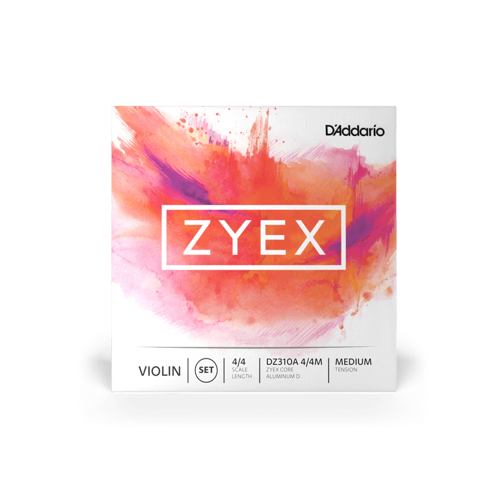 D'Addario Zyex Violin String Set, with Aluminum D, 4/4 Scale, Medium Tension