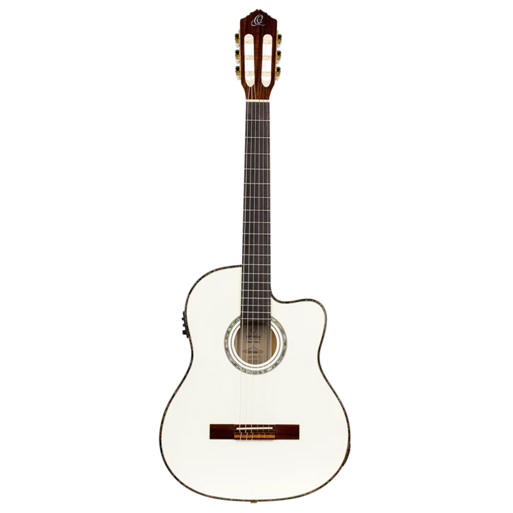Ortega Family Series Pro Full Size Guitar Solid Spruce/ Mahogany White - RCE145WH