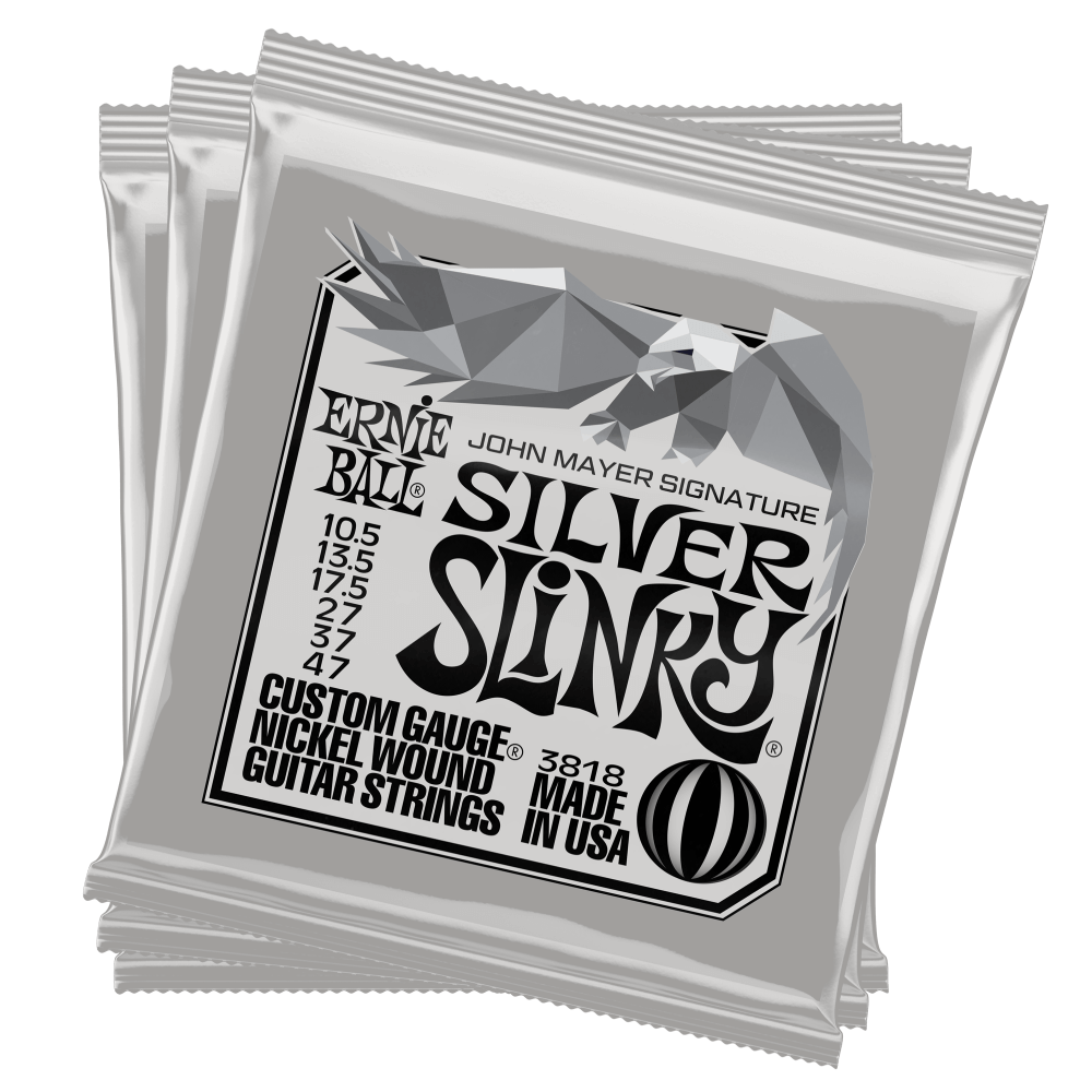 Ernie Ball John Mayer Signature Silver Slinky Electric Guitar Strings - .0105-.047, 3-pack
