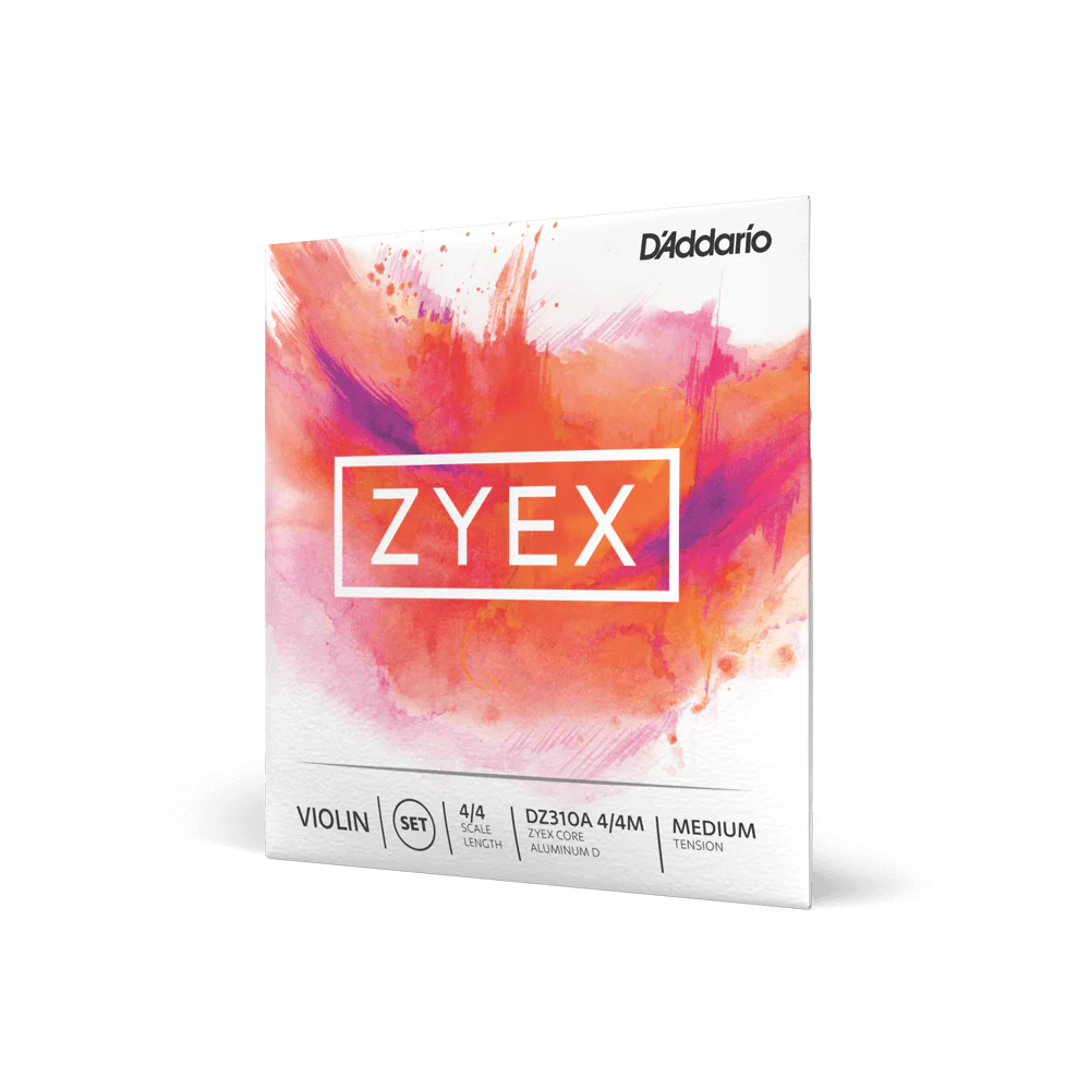 D'Addario Zyex Violin String Set, with Aluminum D, 4/4 Scale, Medium Tension