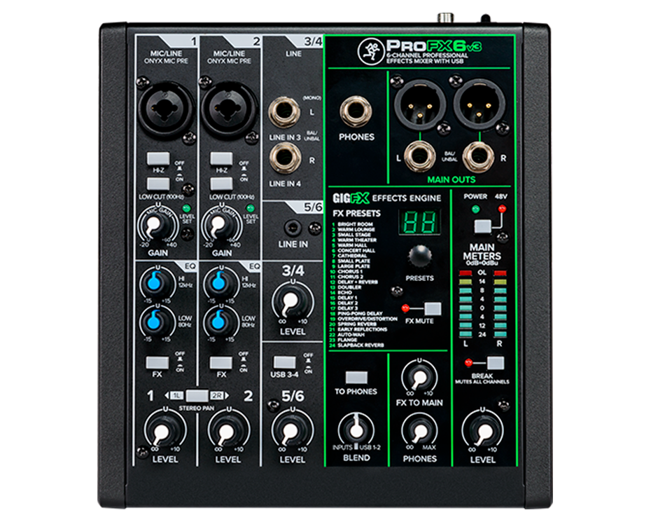 Mackie ProFX6v3 6-channel Mixer with USB and Effects