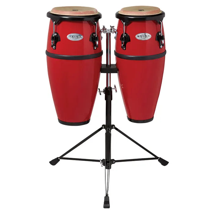 Toca Synergy Series 2300/89-FRD 8" & 9" Junior Fiberglass Conga Set, Red w/ Stand