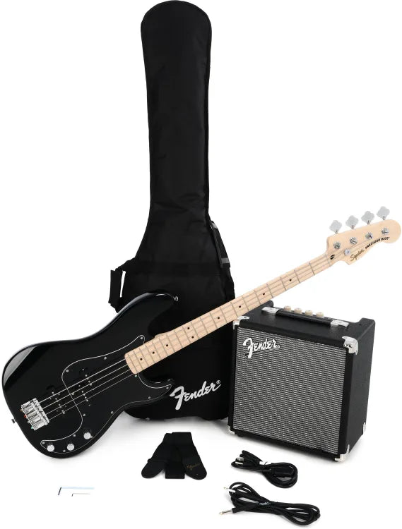 Squier Affinity Series Precision Bass PJ Pack Black with Maple Fingerboard