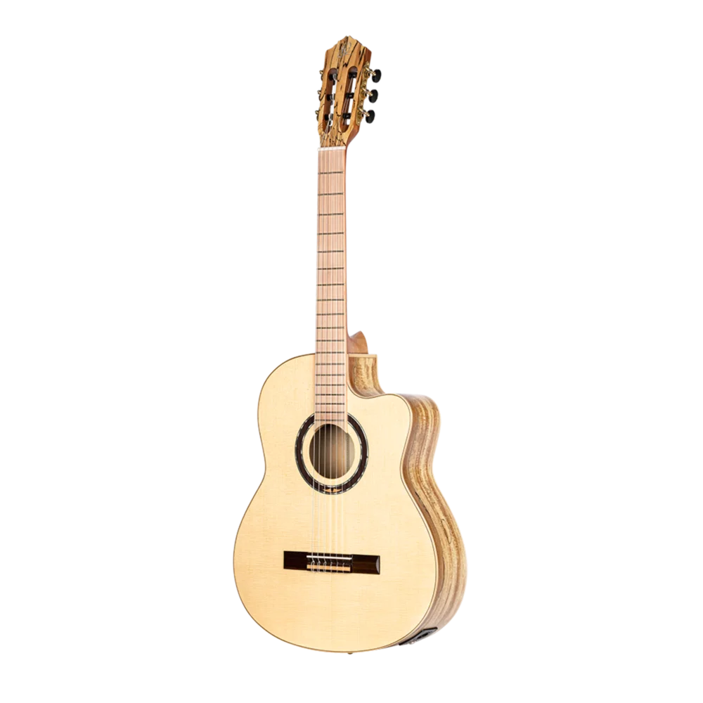 Ortega Signature Series Full Size Guitar Solid Spruce/ Spalted Maple Natural - TZSM-3