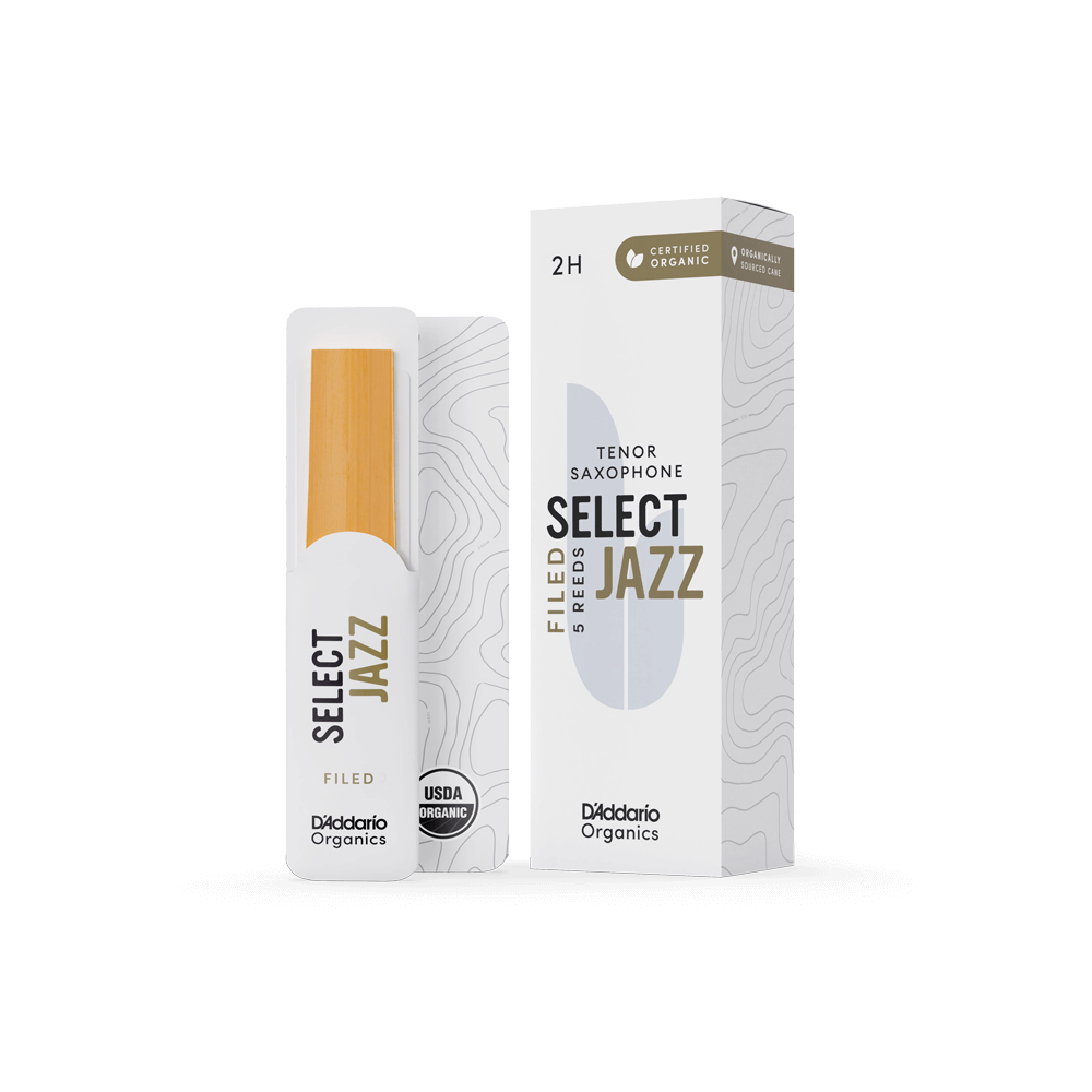 Organic Select Jazz Filed Tenor Saxophone Reeds Strength 2 Soft, Individually-Sealed, 5-Pack