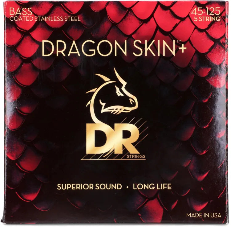 DR Strings Dragon Skin+ Coated Bass Guitar Strings
