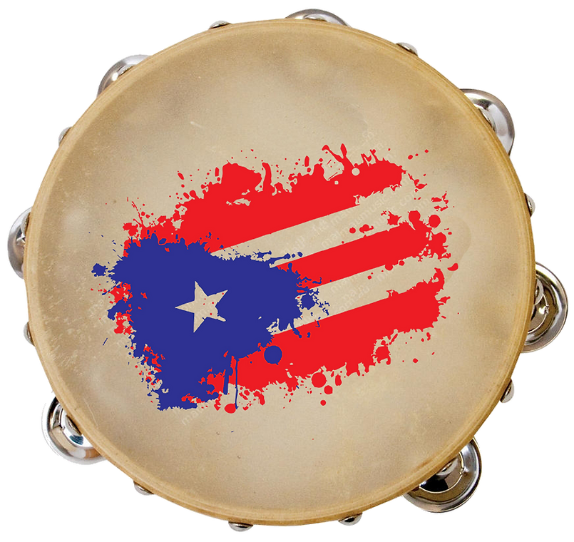 5d2 6" Single Row Tambourine with Puerto Rico Flag