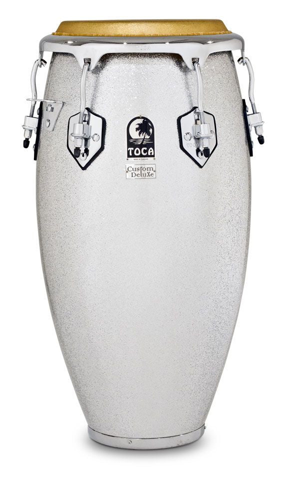 Toca 4611-3/4FS Custom Deluxe Fiberglass 11 3/4 Conga Silver Sparkle