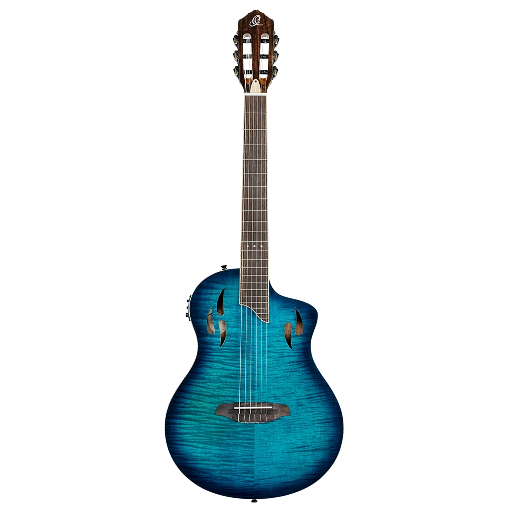 ORTEGA Tour Player Series Full Size Guitar Solid Okoume/ Flamed Maple Blue
