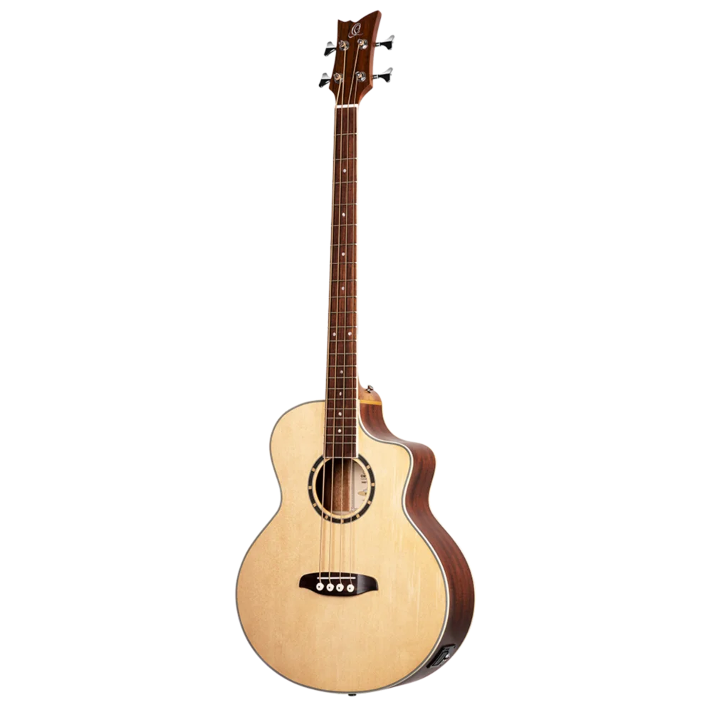 Ortega Acoustic Bass Deep Series 7 4-String Medium Scale Bass Spruce/ Mahogany Natural - D7CE-4