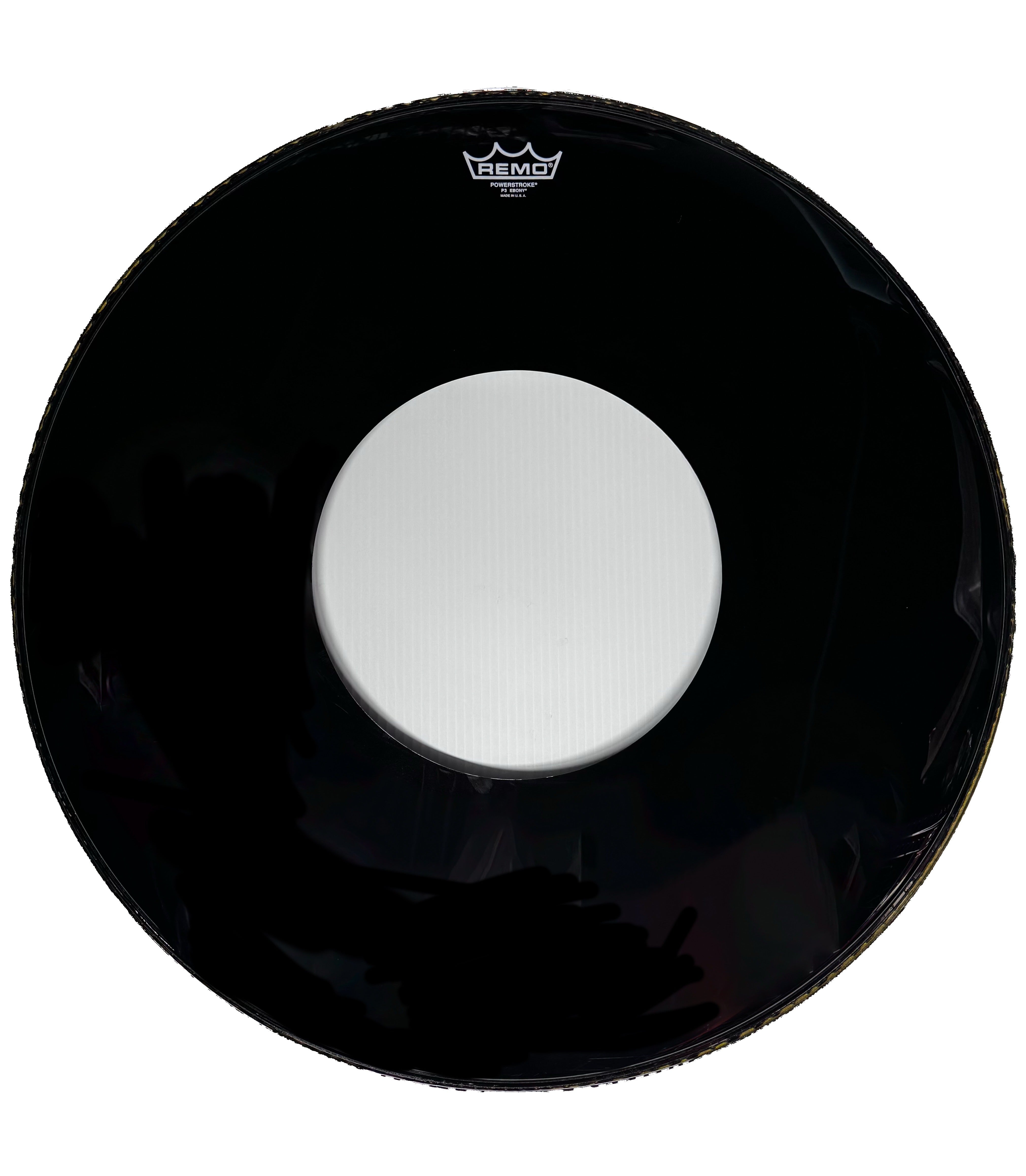 REMO Remo Powerstroke 3 Ebony Bass Drum Head with 10" Pre-Cut Center Hole