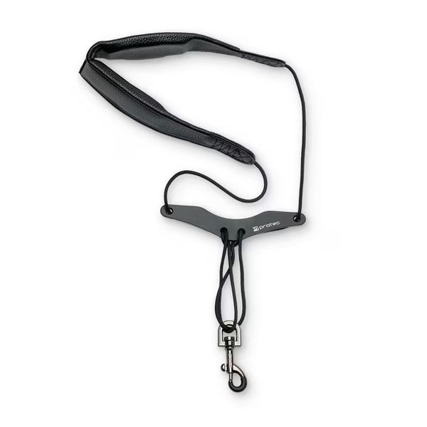 Protec Saxophone Neck Strap Less Stress Leatherette, Comfort Bar & Metal Snap, Size 24" Long (Black)