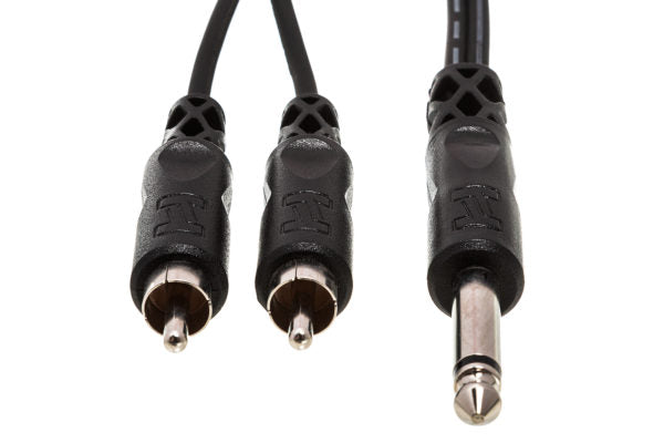 Y Cable 1/4 in TS to Dual RCA