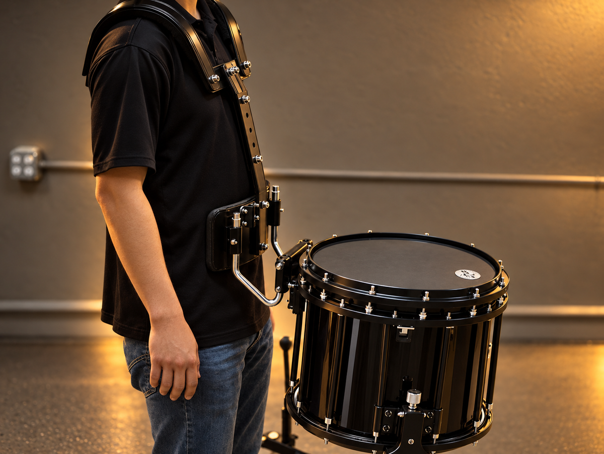 BOS JBMPZ-1412 Marching Snare Drum & Carrier 14"x12" - Black