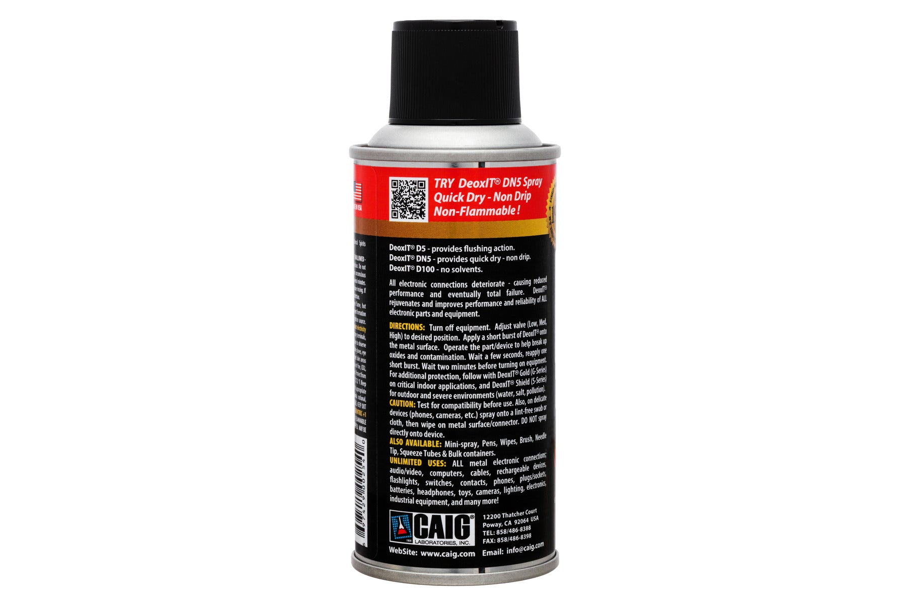 Hosa CAIG Laboratories DeoxIT D5 Contact Cleaner 5% Solution - 5-oz. Spray