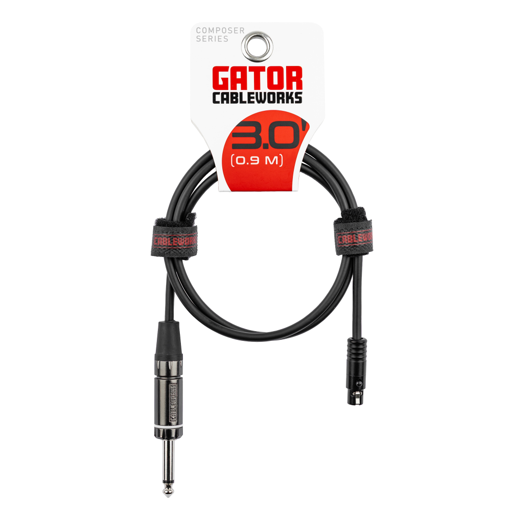 Gator Cableworks Composer Series Instrument Cable for Wireless Bodypack Transmitter 3 foot