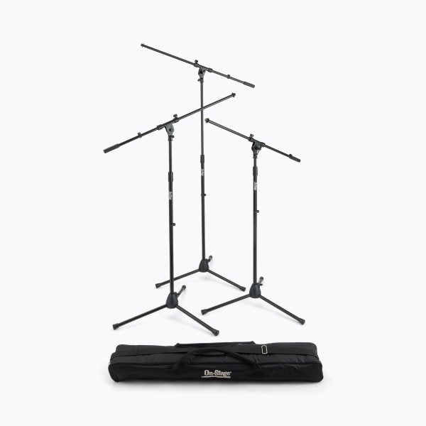On Stage Three Euro Boom Mic Stands with Bag