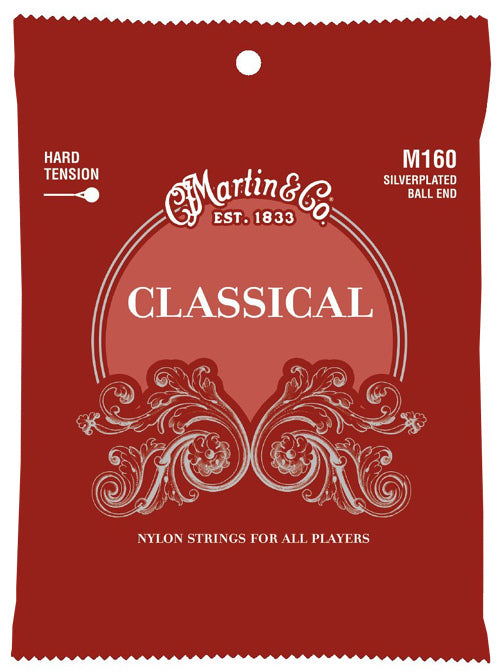 Martin M160 Silverplated Ball-End Classical Guitar Strings, Full Set