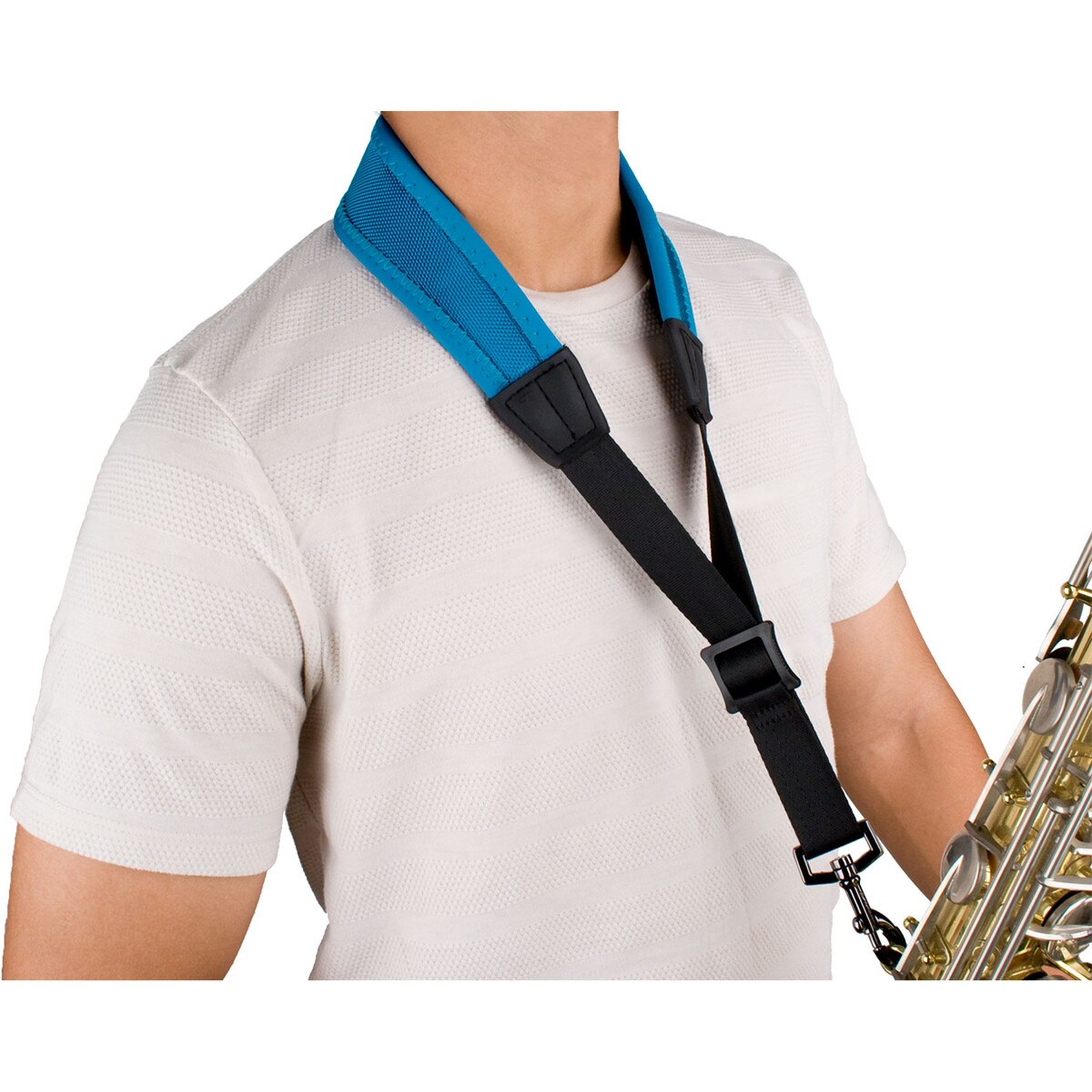 Protec Saxophone Neck Strap - Less Stress Neoprene, Metal Snap, Size 22" Regular (Teal Blue)