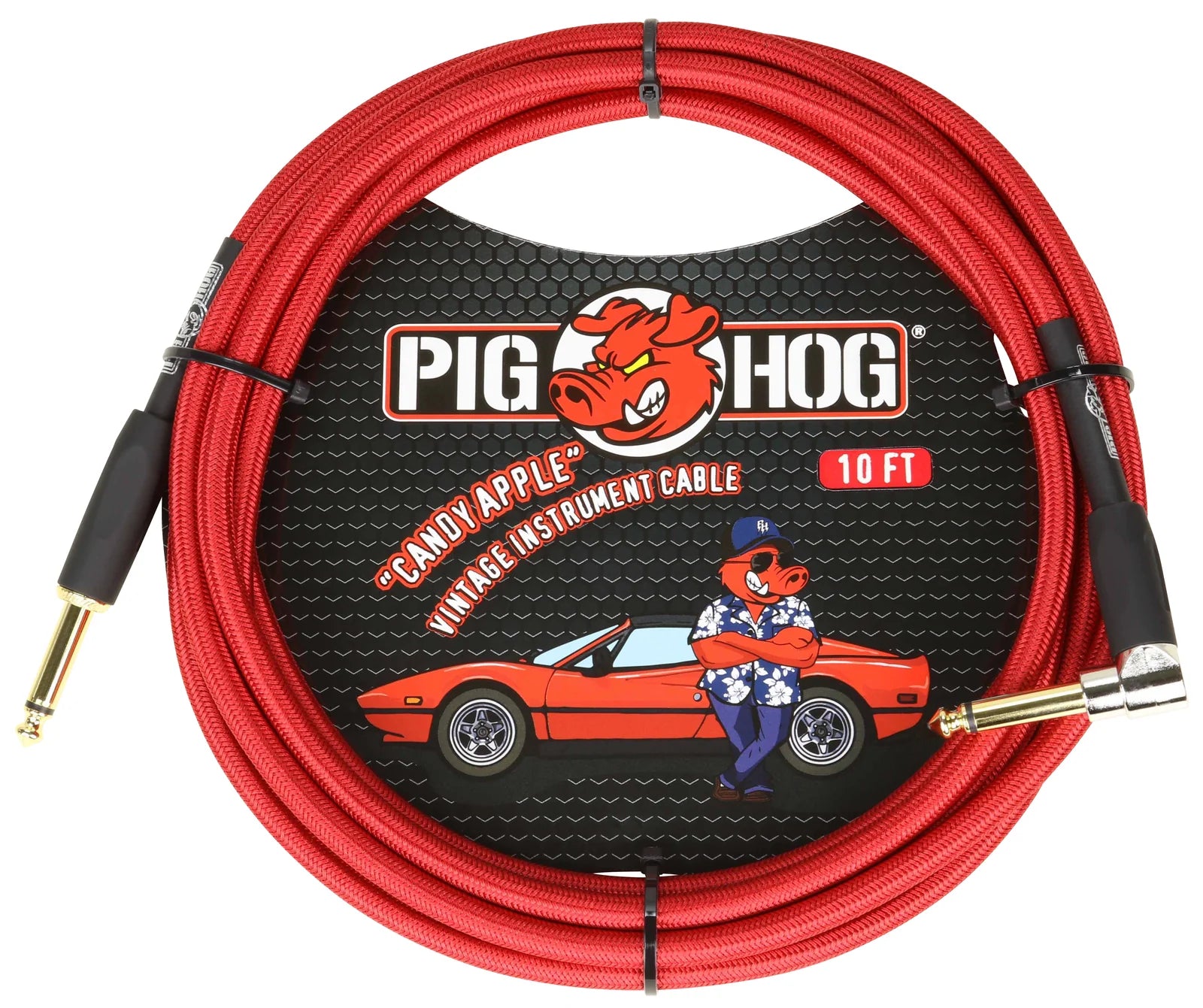 Pig Hog "Candy Apple Red" Instrument Cable, Right Angle