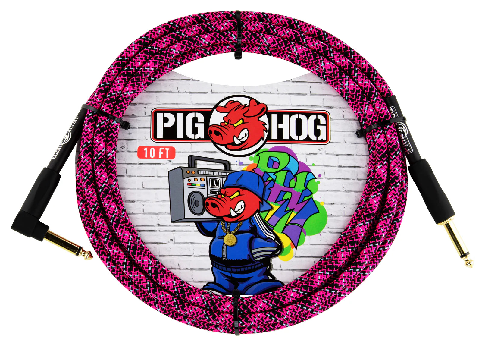 Pig Hog "Pink Graffiti" Instrument Cable, Right Angle
