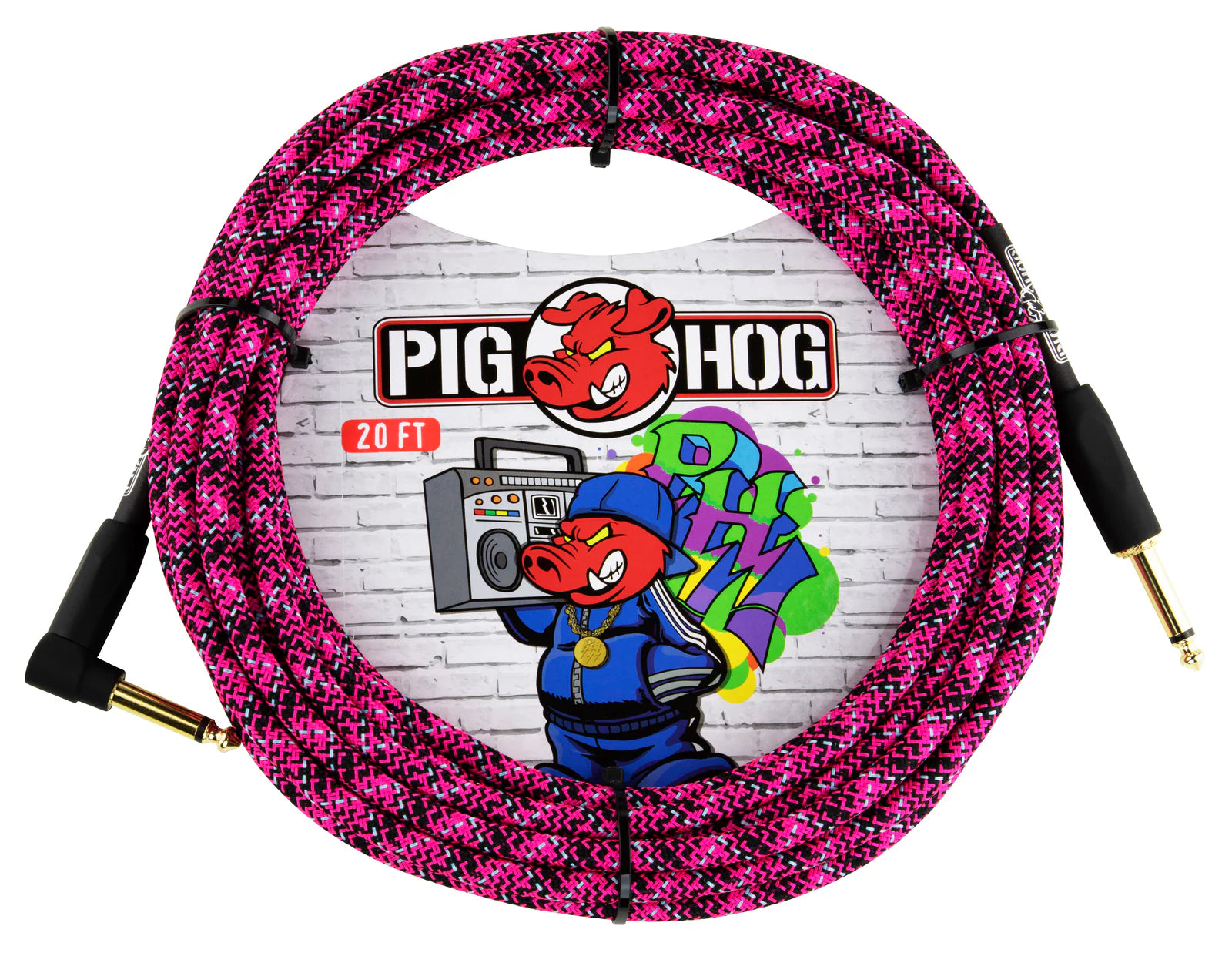 Pig Hog "Pink Graffiti" Instrument Cable, Right Angle