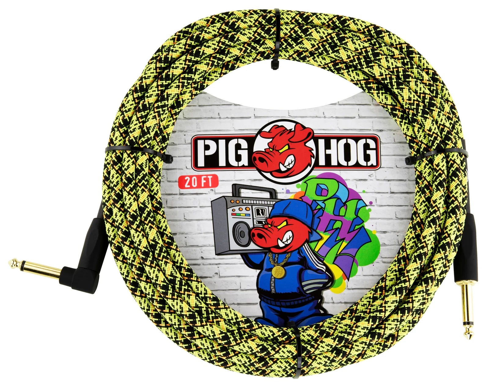 Pig Hog "Yellow Graffiti" Instrument Cable, Right Angle