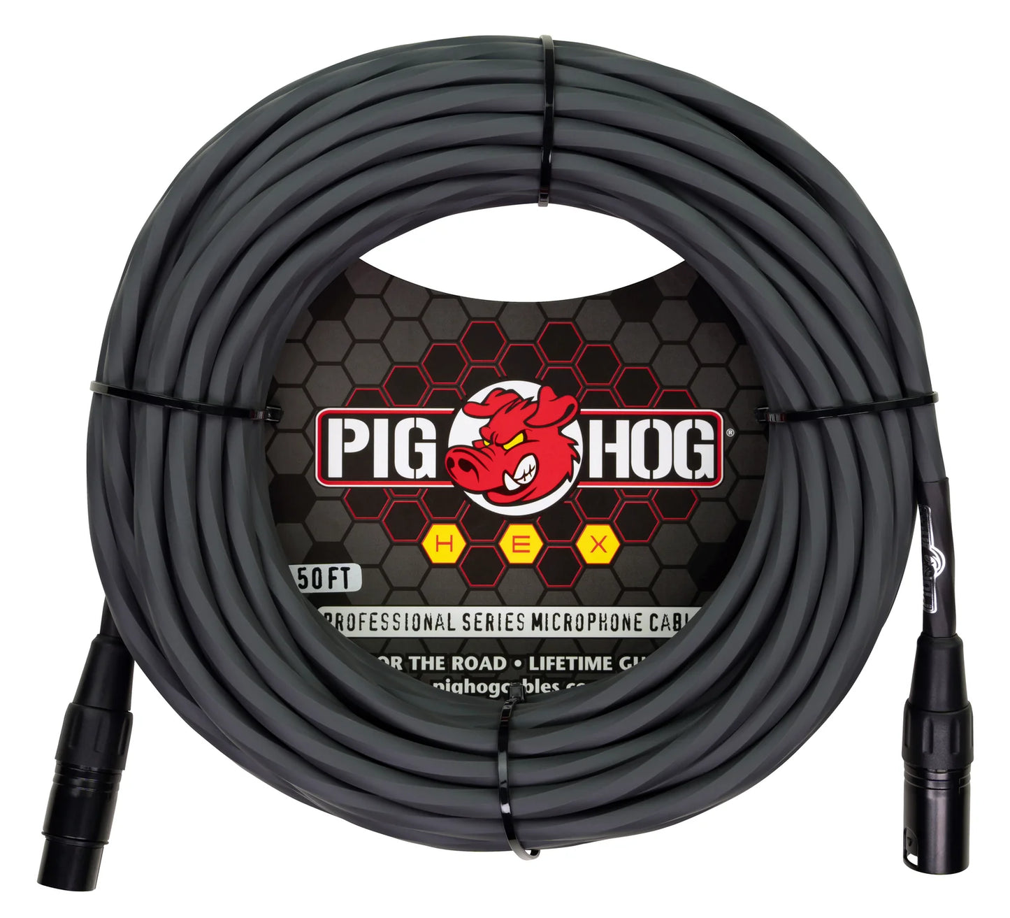 PIG HOG HEX SERIES MIC CABLE, 50FT - GREY