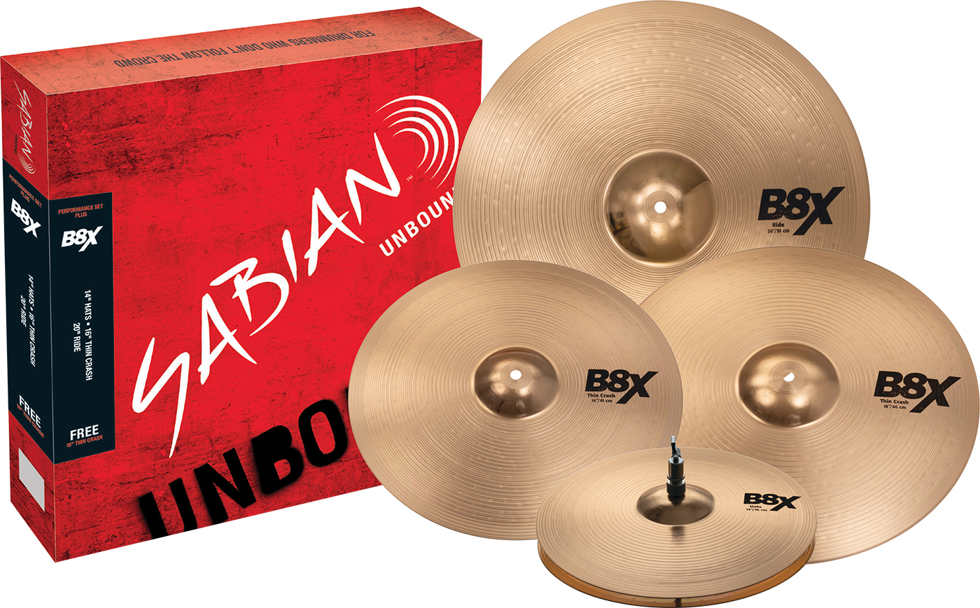 Sabian 45003XG B8X Performance Cymbal Set 14/16/20 inch with Free 18 inch Crash