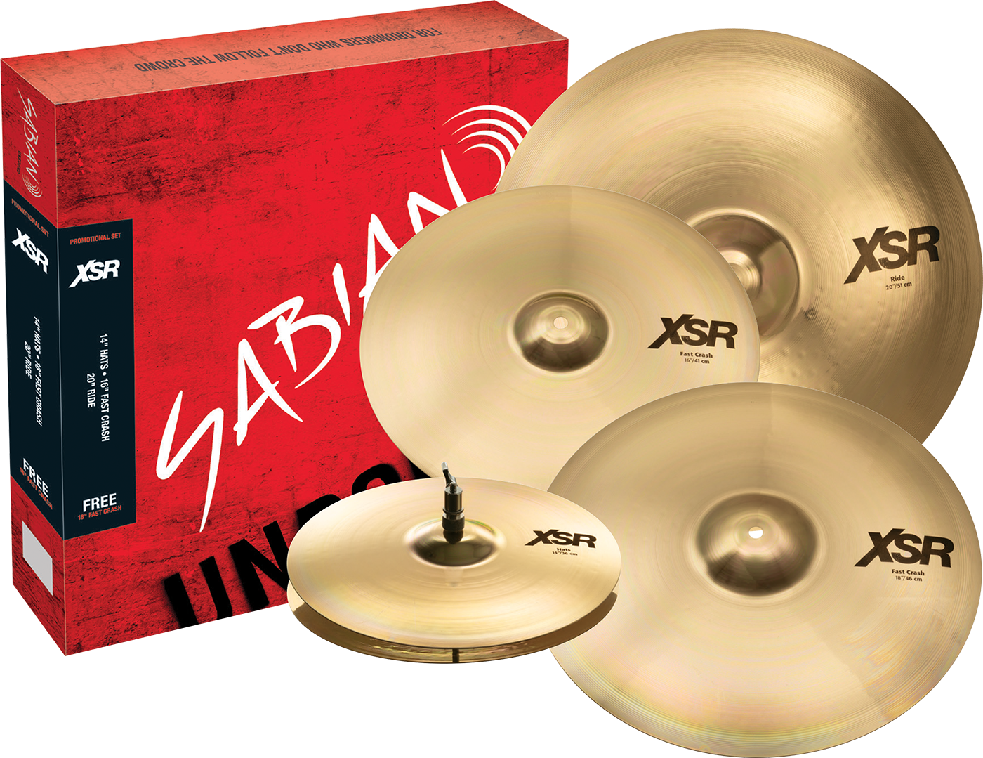 Sabian XSR5005GB XSR Performance Cymbal Set 14/16/20 inch with Free 18 inch Crash