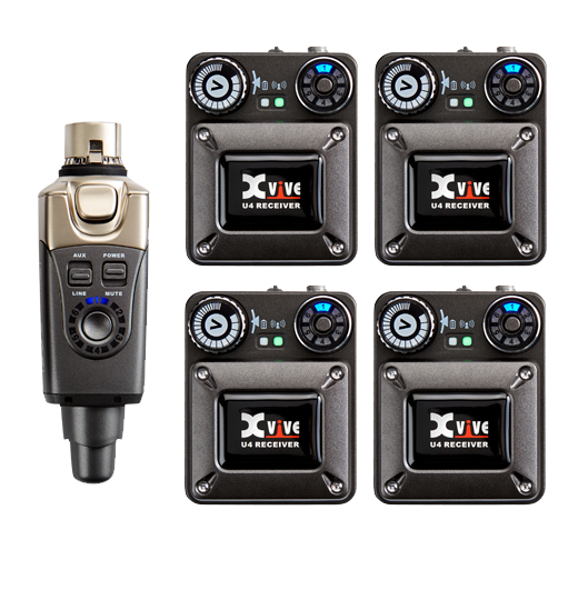 Xvive U4R4 Wireless In-Ear Monitoring System with 4 Receivers