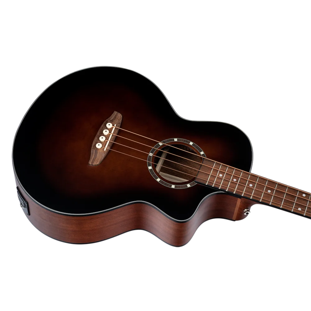 Ortega Acoustic Bass Deep Series 7 4-String Medium Scale Bass Spruce/ Mahogany Bourbon Fade - D7CE-BFT-4