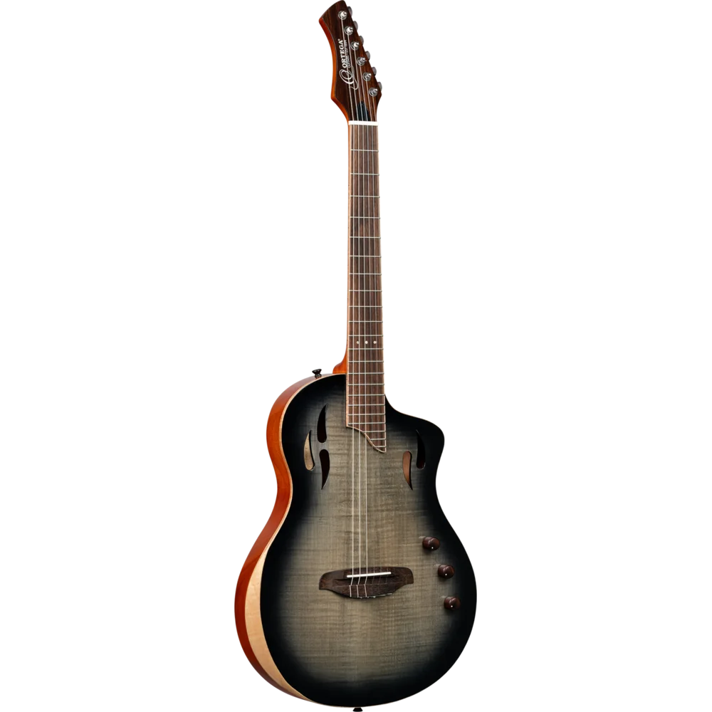 Ortega TourPlayer Series Full Size Guitar Solid Okoume/ Flamed Maple Grey Burst