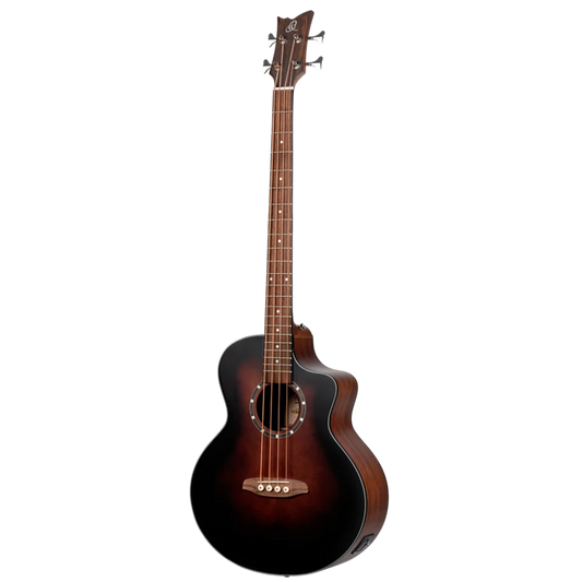 Ortega Acoustic Bass Deep Series 7 4-String Medium Scale Bass Spruce/ Mahogany Bourbon Fade - D7CE-BFT-4