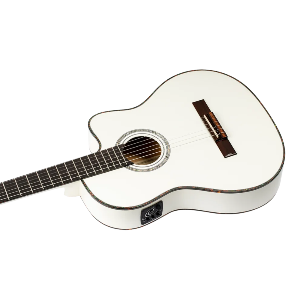 Ortega Family Series Pro Full Size Guitar Solid Spruce/ Mahogany White - RCE145WH