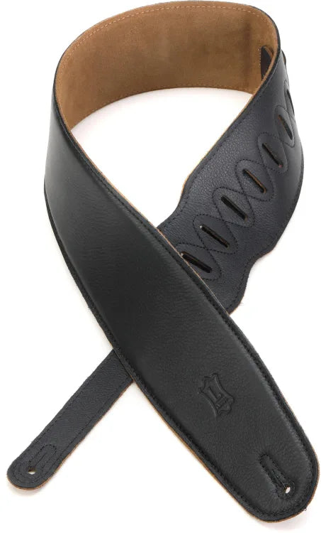 Levy's M4GF-BLK 3.5-inch Padded Garment Leather Bass Strap Black