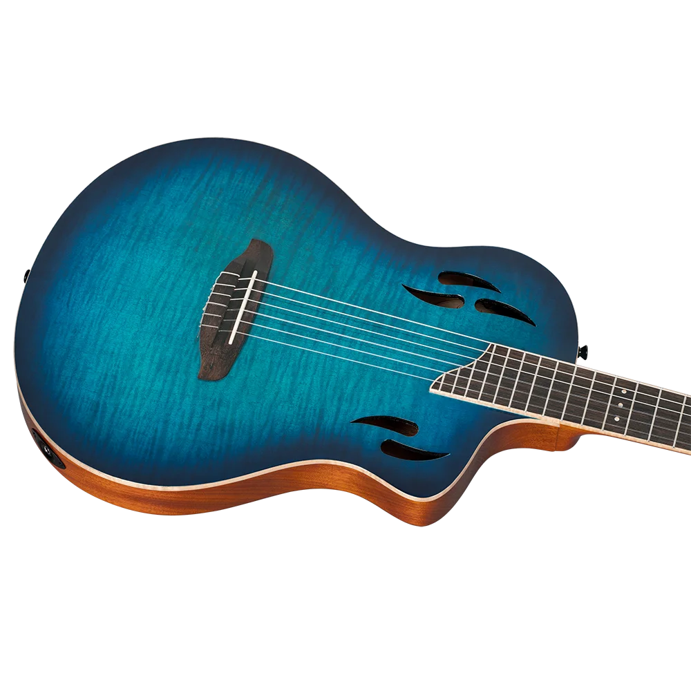 ORTEGA Tour Player Series Full Size Guitar Solid Okoume/ Flamed Maple Blue