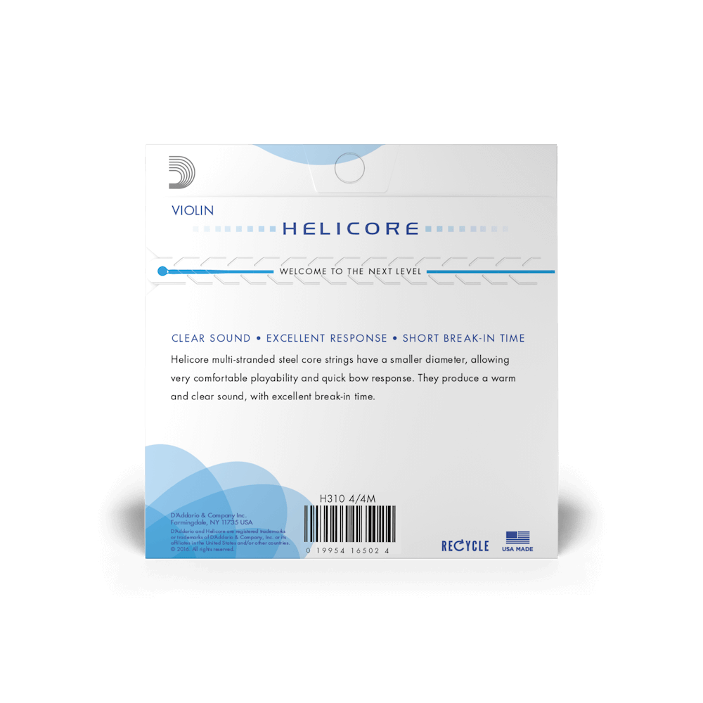 D'Addario H310 4/4M Helicore Violin String Set - 4/4 Size - Medium Tension