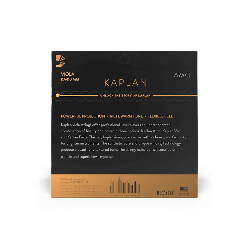 D'Addario KA410 Kaplan Amo Viola String Set - Medium Scale