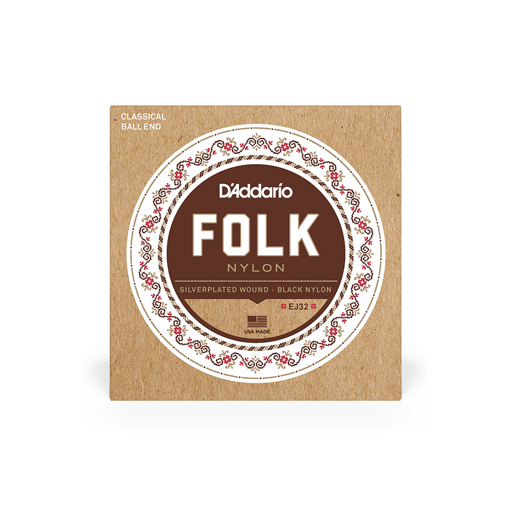 D'Addarío EJ32 Normal Tension Ball End - Silver-Wound/Black Nylon Classical Guitar Strings