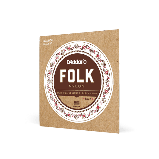 D'Addarío EJ32 Normal Tension Ball End - Silver-Wound/Black Nylon Classical Guitar Strings