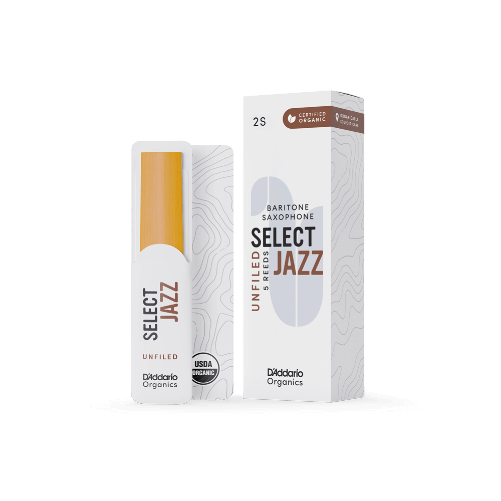 D'Addario Organics Select Jazz Unfiled Baritone Saxophone Reeds (5 Packs)