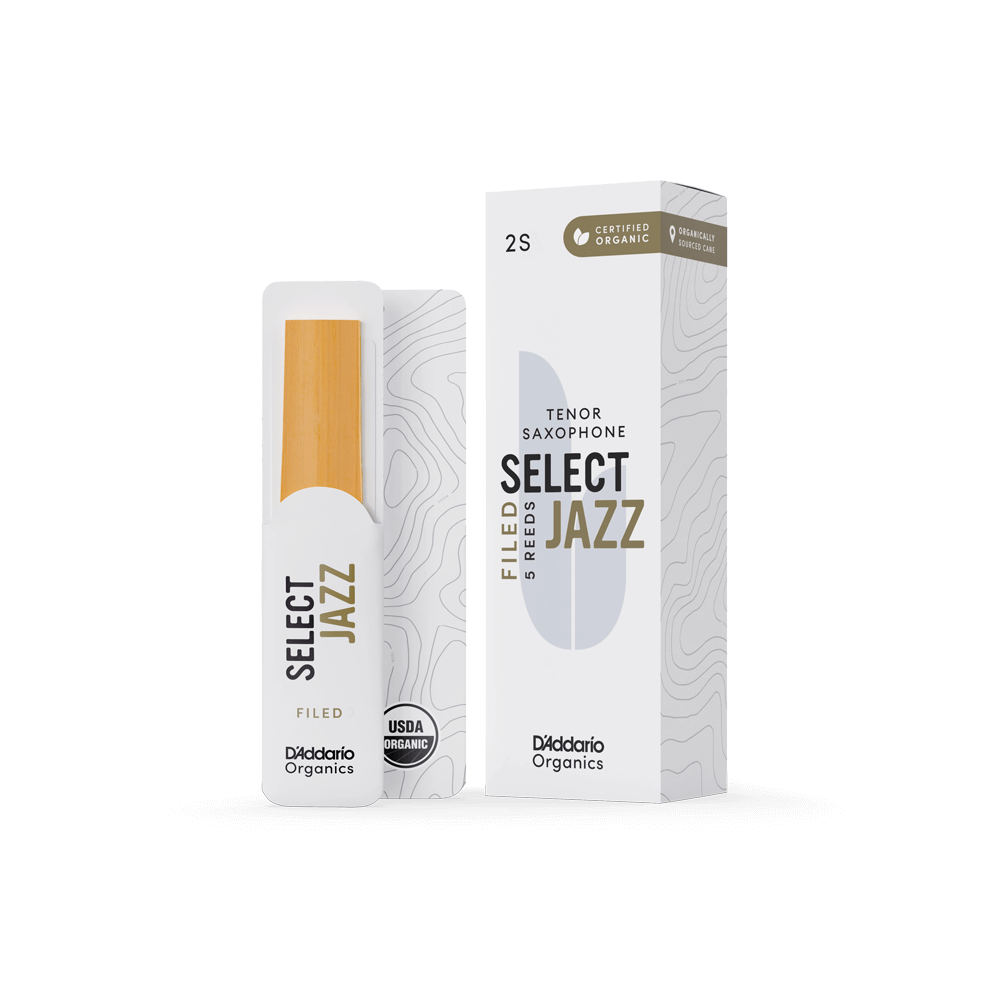 Organic Select Jazz Filed Tenor Saxophone Reeds Strength 2 Soft, Individually-Sealed, 5-Pack
