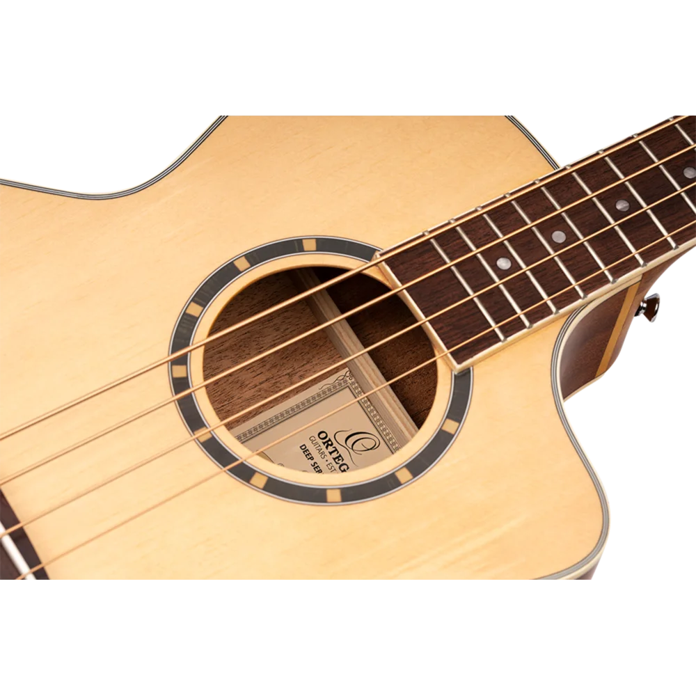 Ortega Acoustic Bass Deep Series 7 4-String Medium Scale Bass Spruce/ Mahogany Natural - D7CE-4