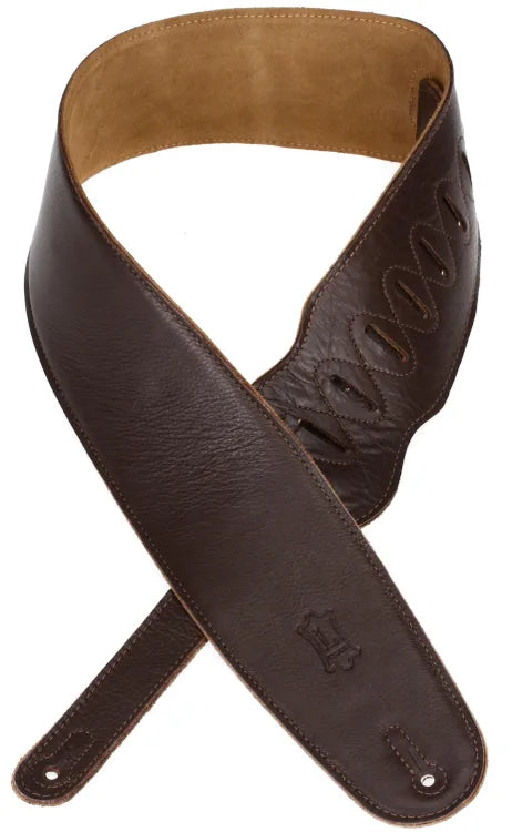 Levy's M4GF-DBR 3.5-inch Padded Garment Leather Bass Strap Dark Brown