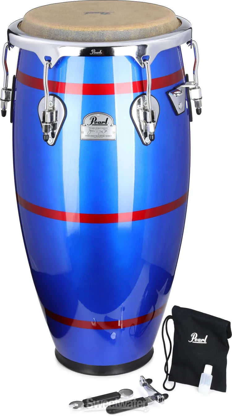Pearl Jesús Díaz Signature Conga Deep Blue with Coral Red Stripes